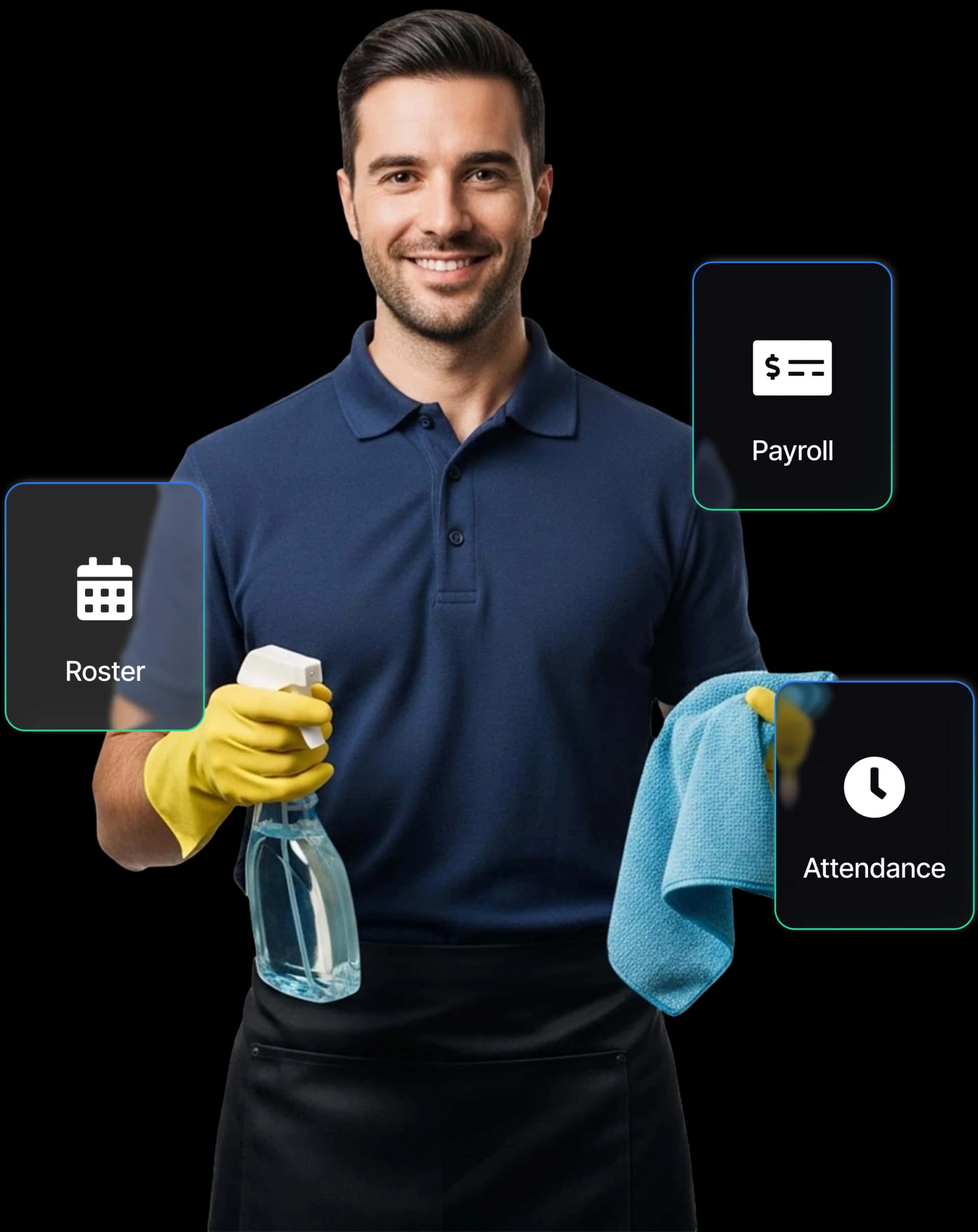 WMS for cleaning firm teams on phone and tablet